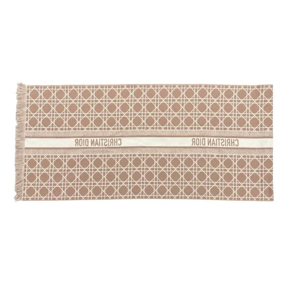 Christian Dior Scarf Cannage 31 Can205 I005 Logo Cashmere Wool Pink White